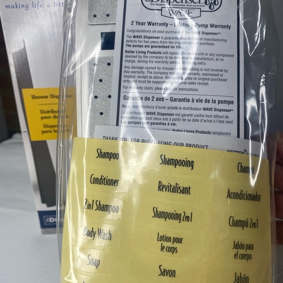 Better Living Wave Dispenser soap & shampoo Satin Nickel finish new - Picture 3 of 10